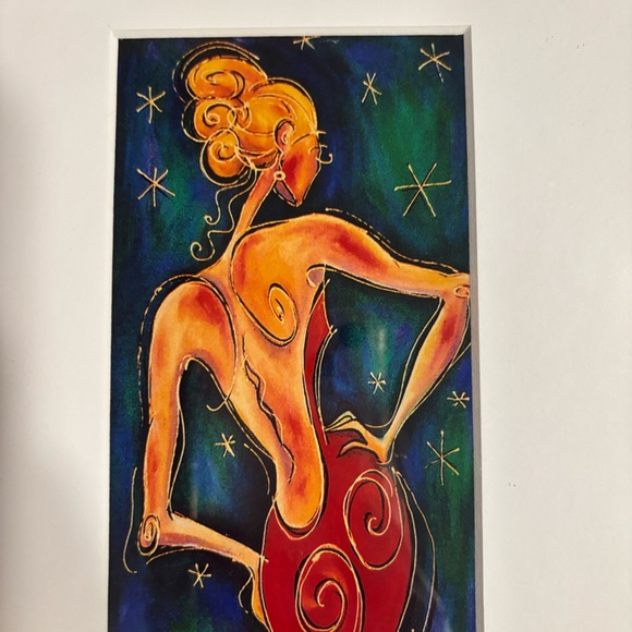 Elegant “Figure in Red Evening Gown” Signed Art Gold Framed 14”x17” 2004 - Picture 12 of 13